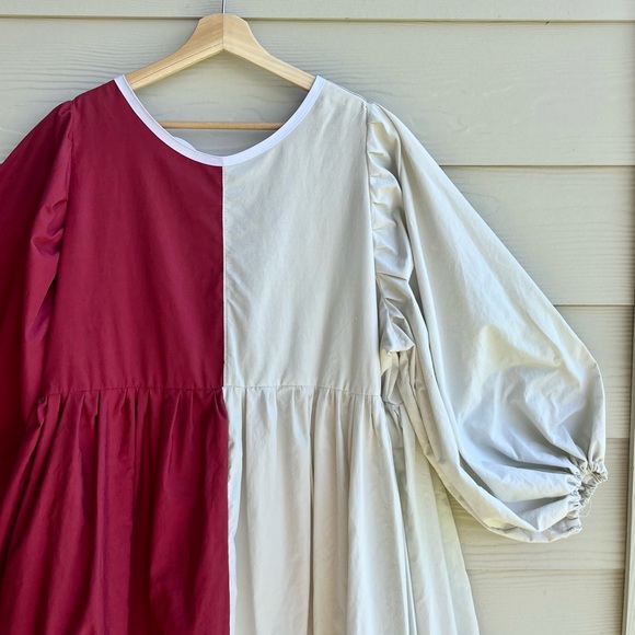 Handmade Puff Sleeve Half & Half Cottage Dress | 100% Cotton | SKU 04292 - Picture 9 of 16